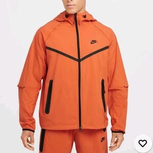 Nike Men's Tech Wave Windbreaker Jacket In Orange SZ M
